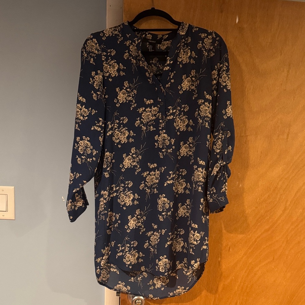 Floral Navy Shirt Dress